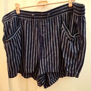 Navy Pinstripe Shorts